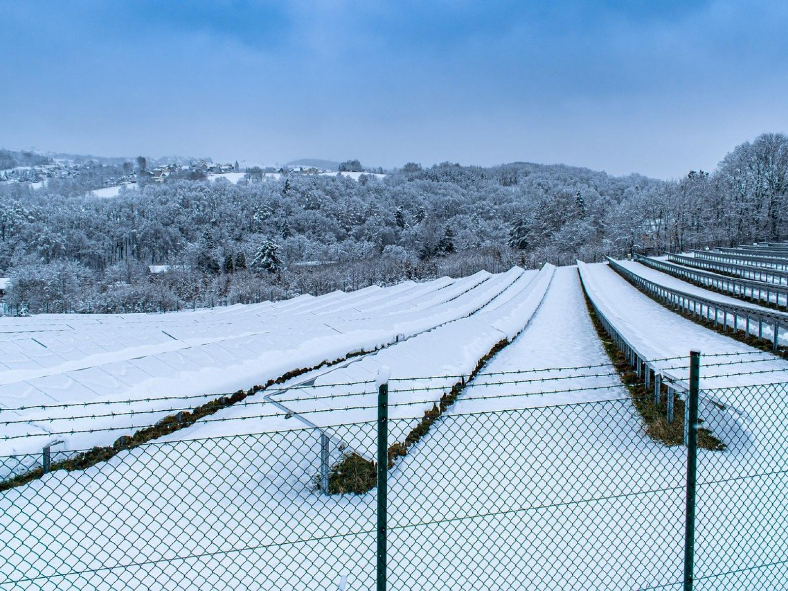 Snowy solar panels