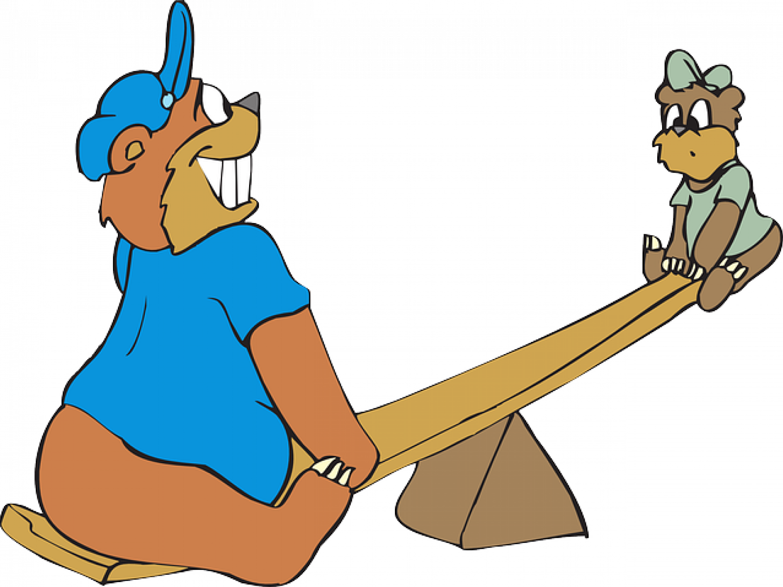 Little and big bears on see-saw